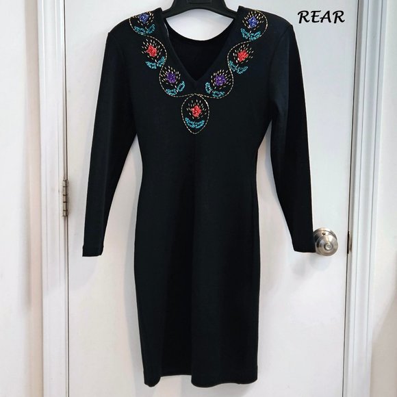 Beaded Christmas Dress!! Liz Claiborne Petite, Vintage (early 90s) - Size XS - Picture 2 of 16